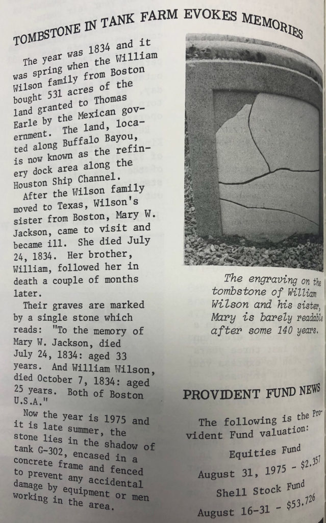 News clipping image of Headstone found in 1928